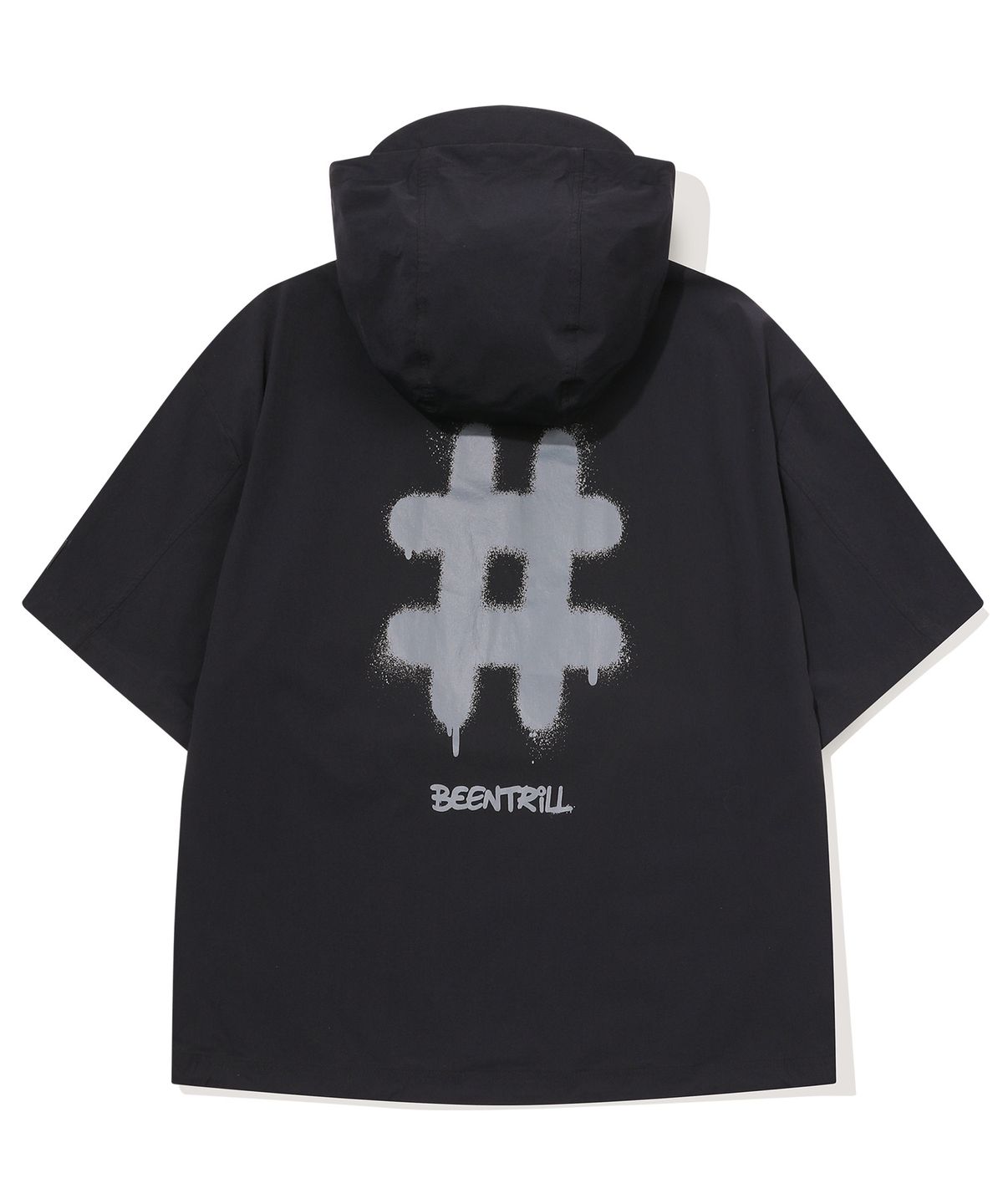 빈트릴(BEENTRILL) 스프레이 로고 우븐 아노락 점퍼(블랙)
