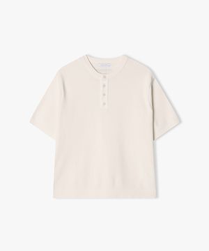 [25SS] LLM51585 아이보리 솔리드 헨리넥 하프 니트 탑