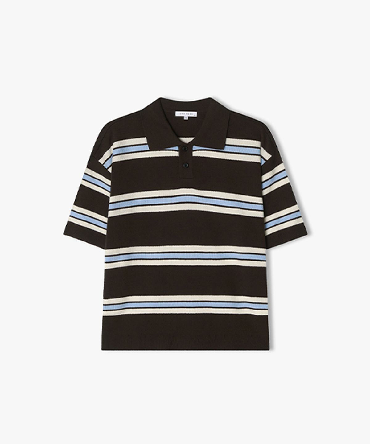 리버클래시(LIBERCLASSY) [25SS] LLM51544 브라운 단가라 칼라 하프 니트 탑
