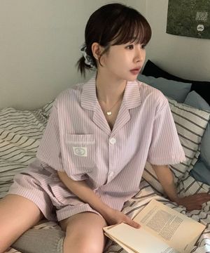 [SET] 컴포트 코튼 스트라이프 반소매 파자마 MDPJ001_2 Colors