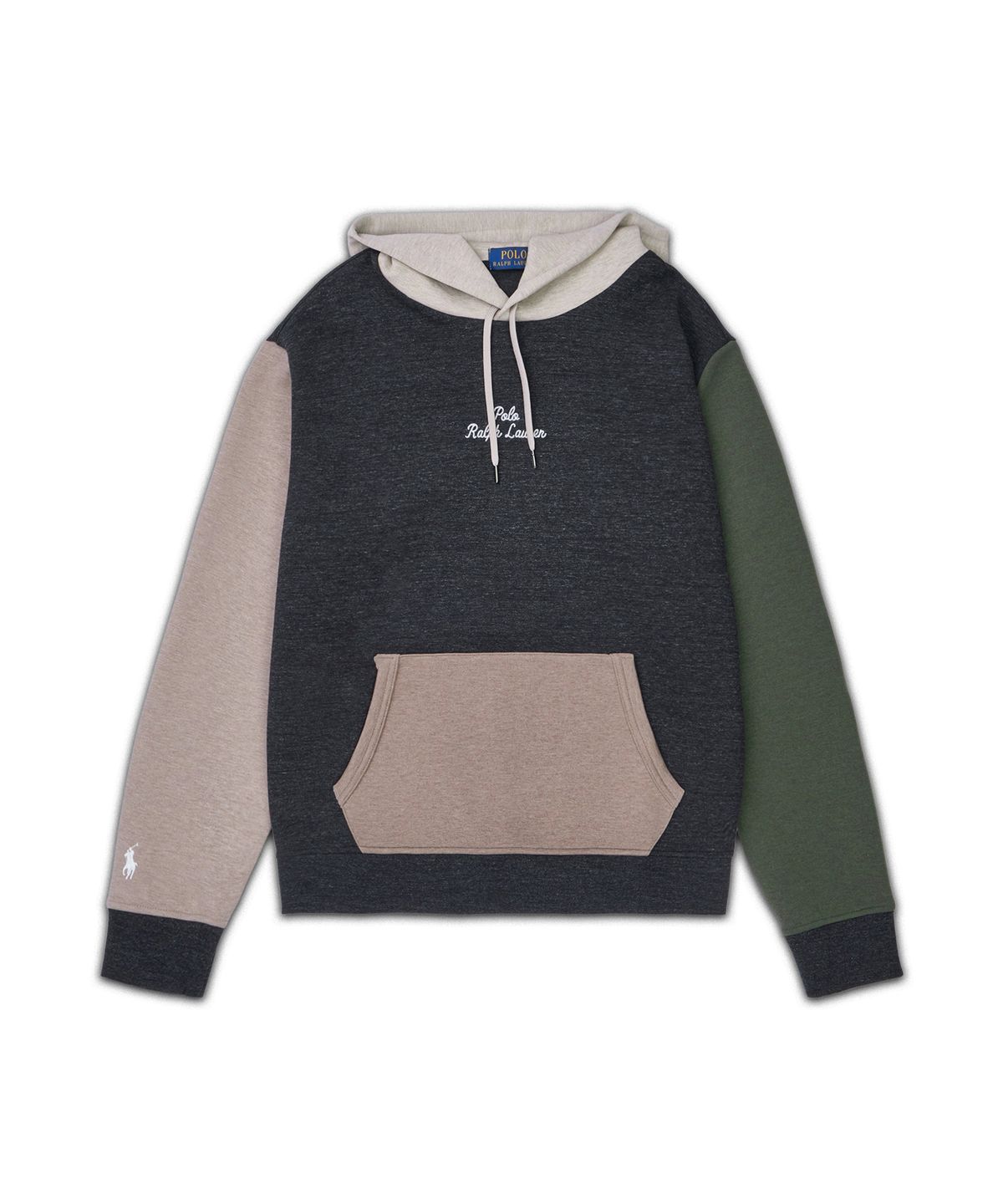 폴로 랄프 로렌(POLO RALPH LAUREN) 로고 컬러블록 더블니트 후디-블랙