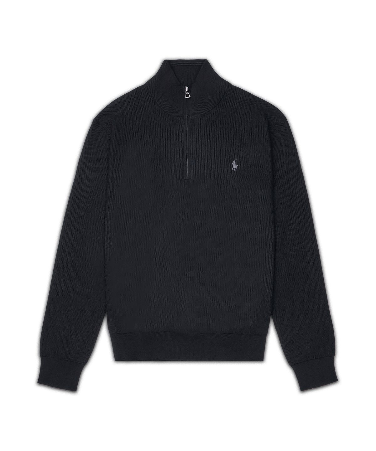 폴로 랄프 로렌(POLO RALPH LAUREN) 메시 니트 코튼 쿼터 지퍼 스웨터-블랙