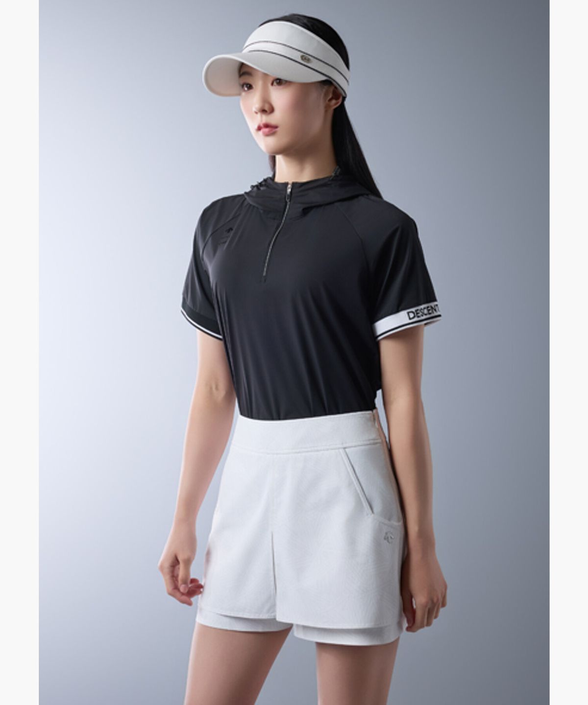 데상트 골프(DESCENTE GOLF) 여성 냉감 우븐 후드 티셔츠 (DQ22WFTS4A)