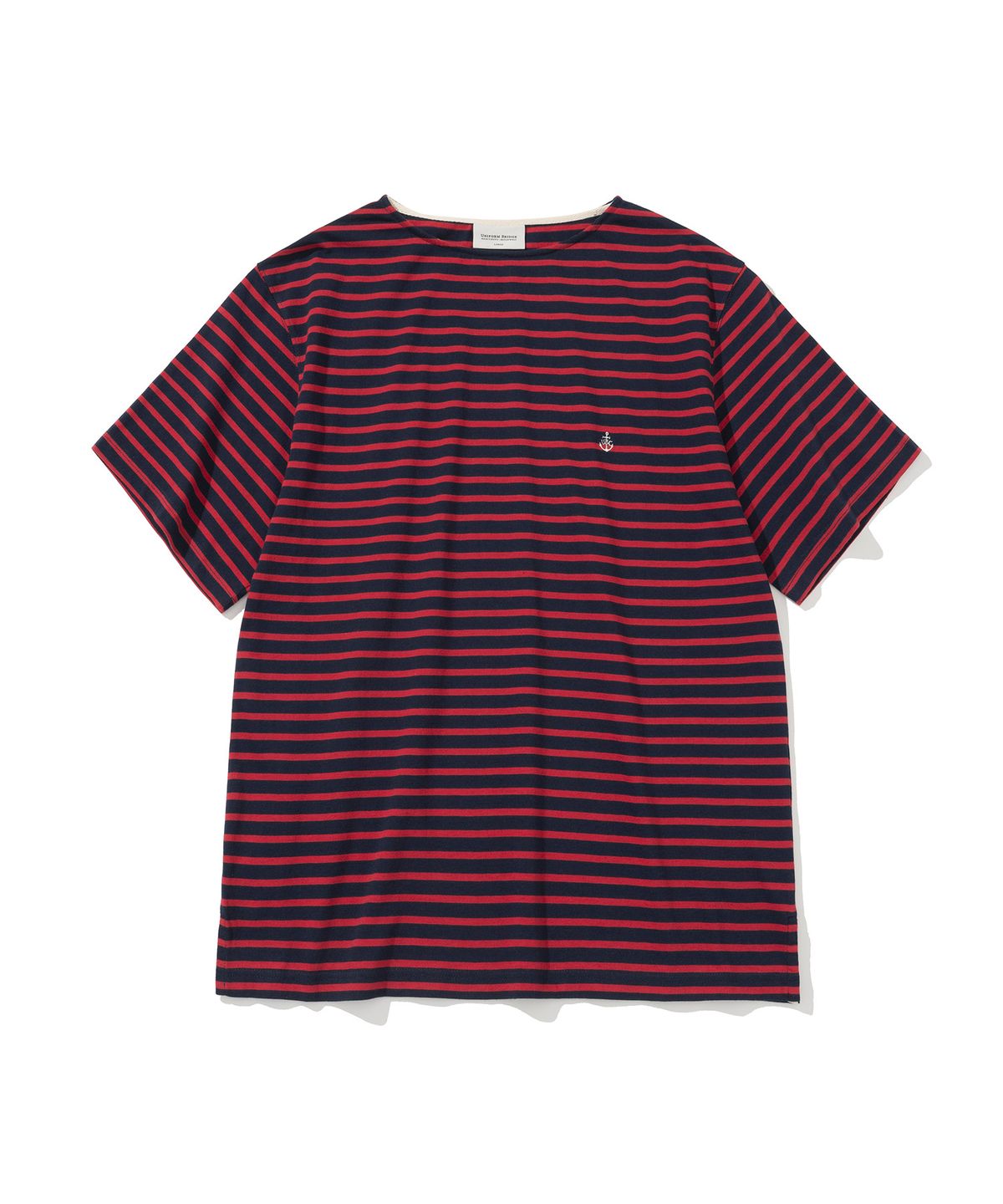 유니폼브릿지(UNIFORM BRIDGE) stripe boat neck s/s tee red