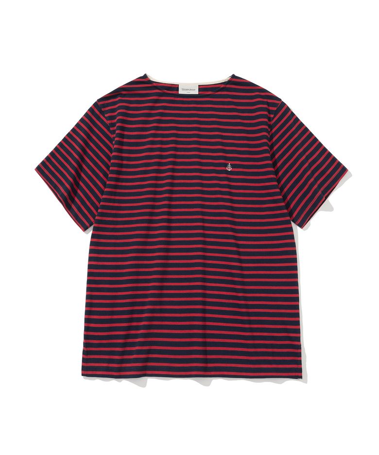 stripe boat neck s/s tee red