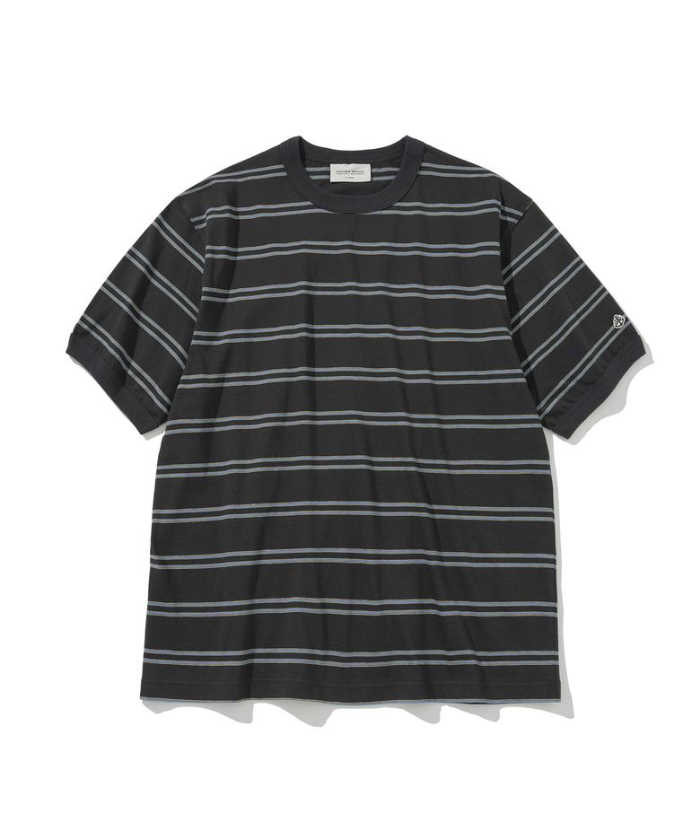 vintage stripe s/s tee charcoal