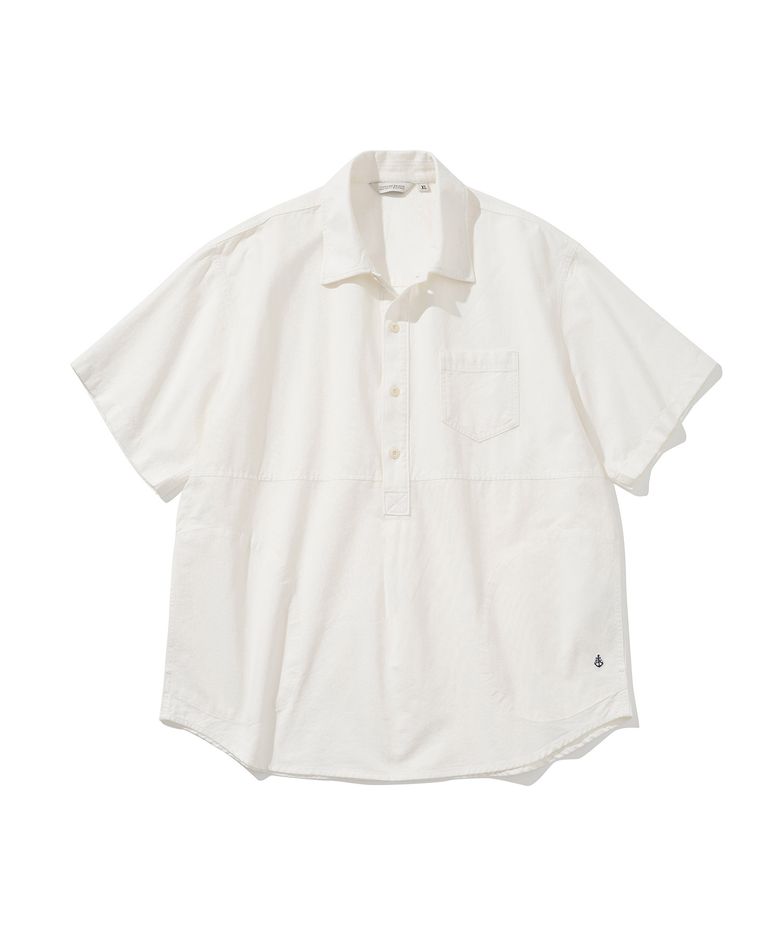 oxford pullover s/s shirt off white