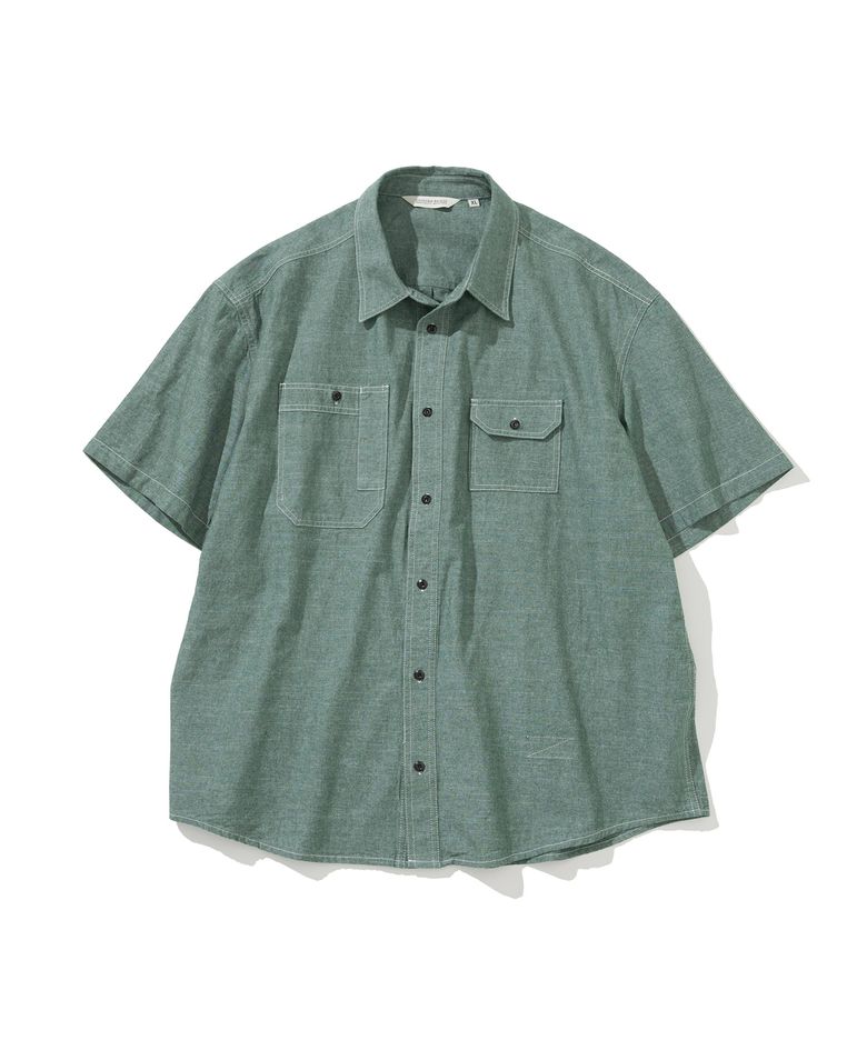 chambray s/s work shirt green