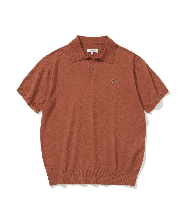 boucle polo s/s knit brick