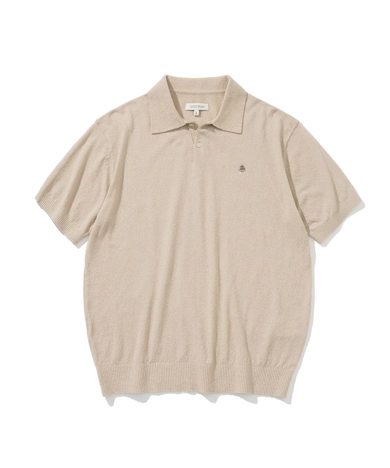 boucle polo s/s knit beige