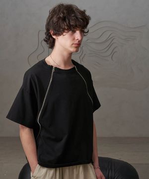 사선 지퍼T(블랙)