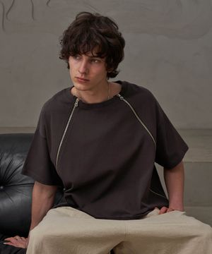 사선 지퍼T (챠콜)