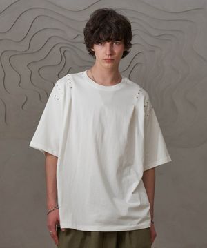 숄더 주름 핫피스T(화이트)