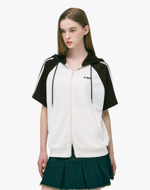 래글런 반팔 후디 트랙 탑 (버건디/브라운/블랙)