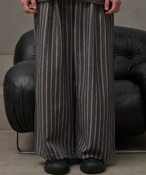 린넨 스트라이프 밴딩팬츠 (네이비)