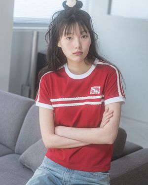 DOUBLE LACE S/S TEE(RED)