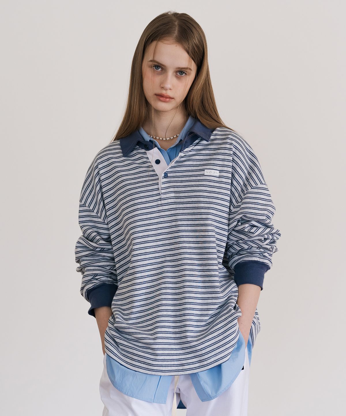 인지액티브(INJIACTIVE) Small Logo PK T-Shirt 블루