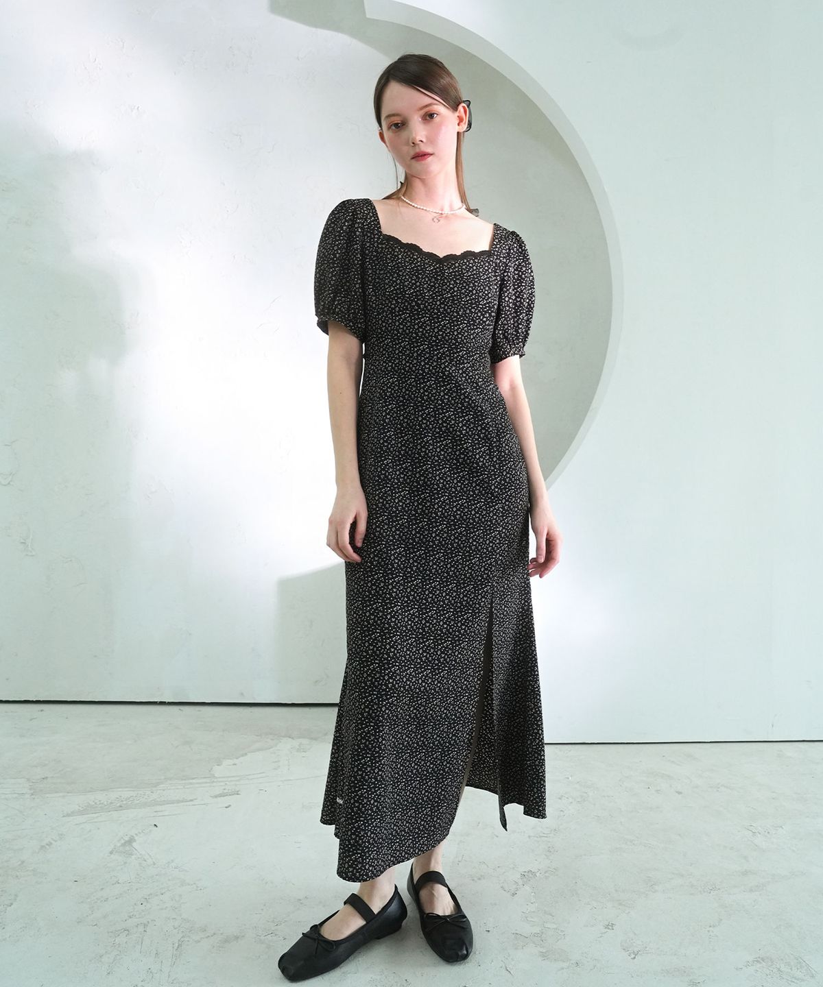 비바셔스(VIVACIOUS) Heart Slit Long Dress BLACK