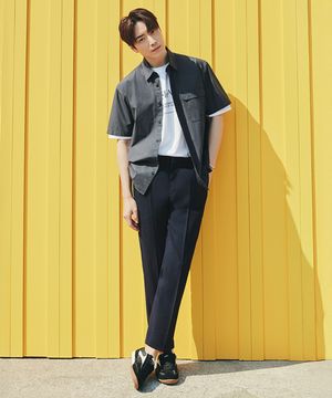 슈퍼 스트레치 라이크라 슬랙스 네이비