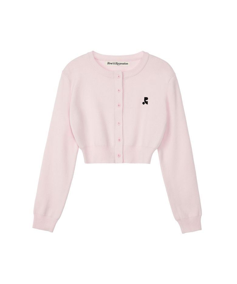 RR CROPPED KNIT CARDIGAN - PINK