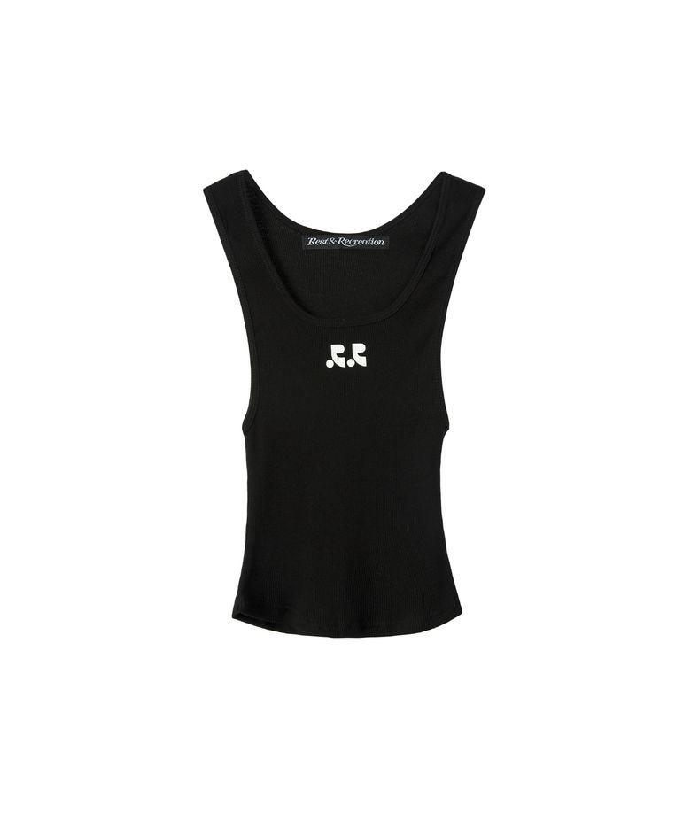 RR LOGO SHORT TANK TOP - BLACK