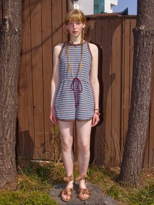 비치 타월 점프수트_멀티 스트라이프