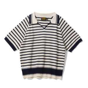 Half Stripe Collar Knit Navy