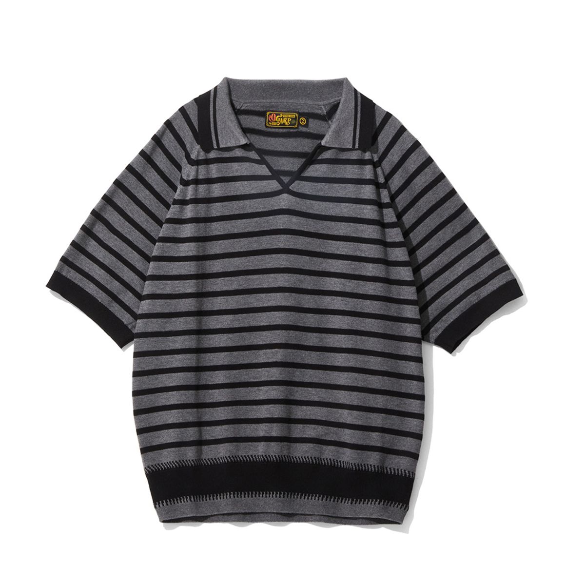 오가프(OGARP) Half Stripe Collar Knit Charcoal