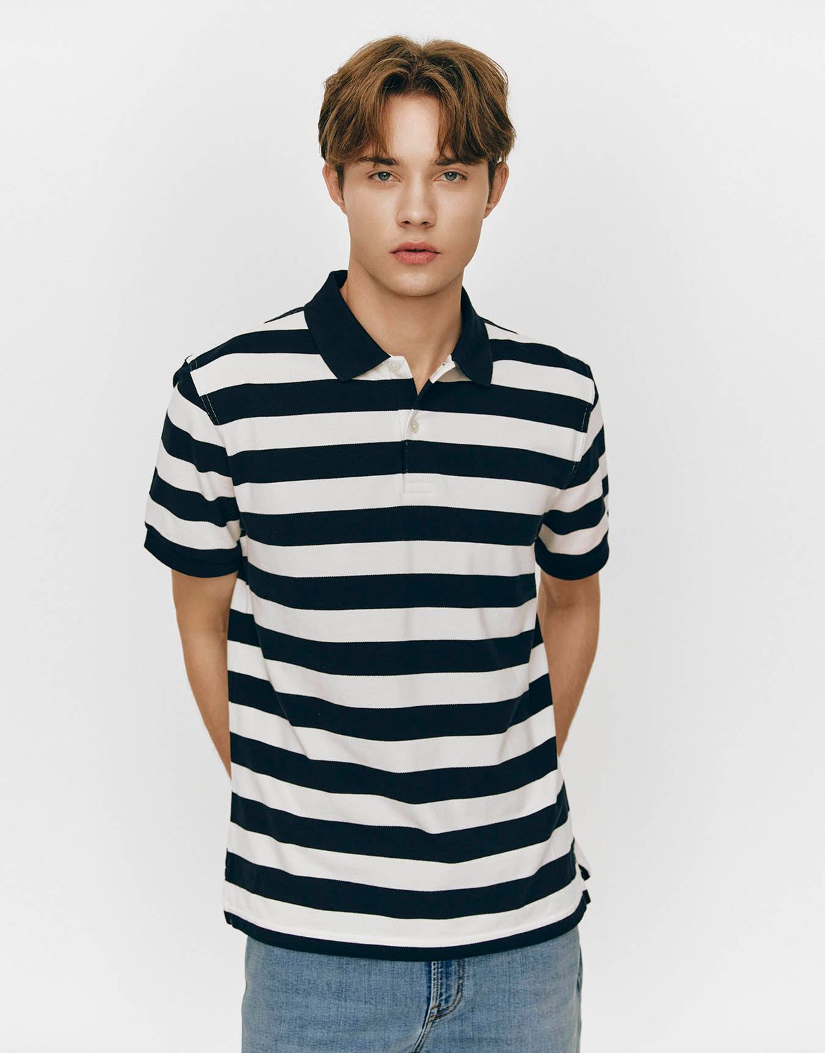 지오다노(GIORDANO) 피케 폴로 스트라이프 반팔 카라티 015511 [2color]