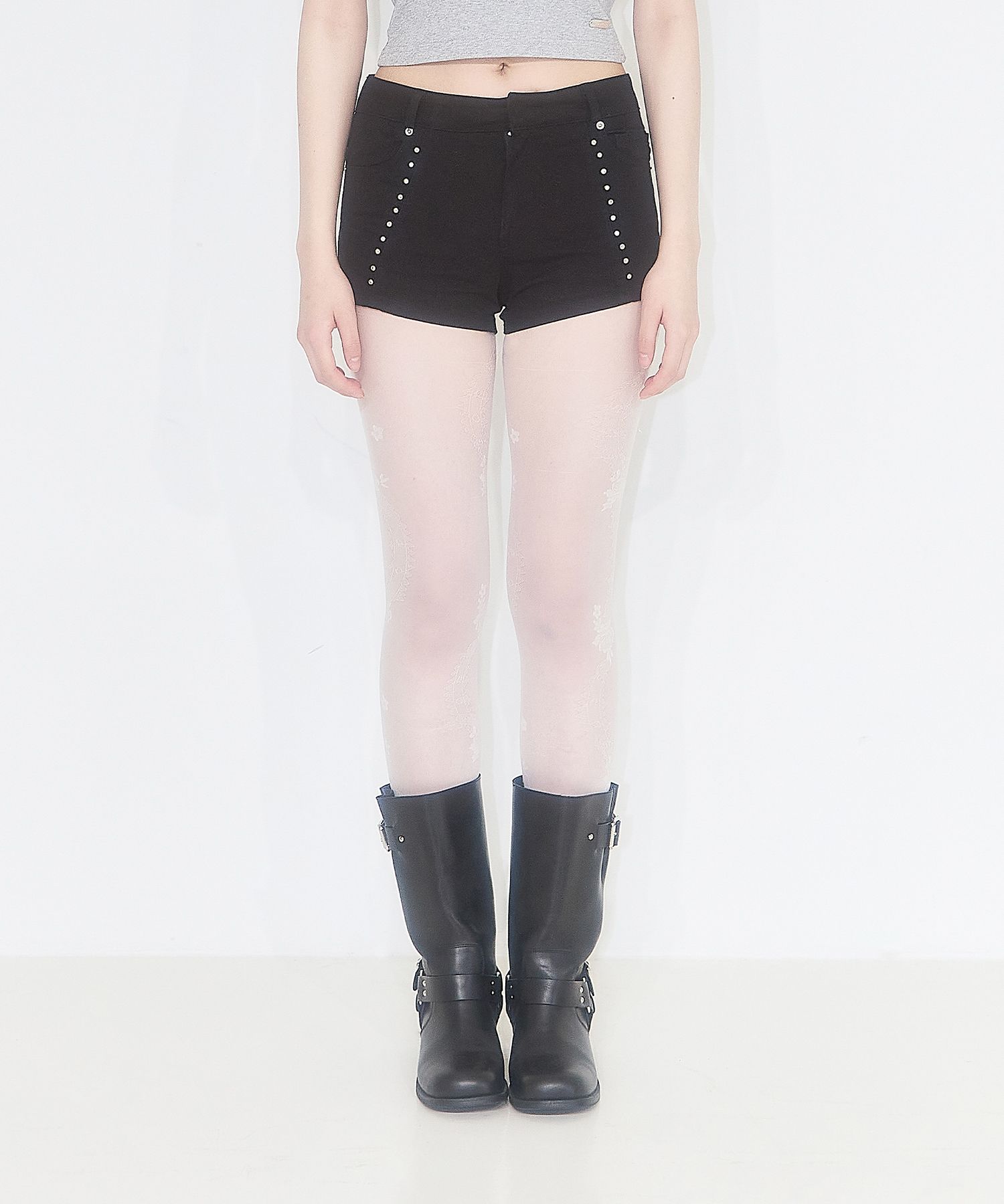 ショートパンツ ILLIGO Crop Stud Shorts 5BMR0205 MUSINSA | ILLIGO Crop Stud Shorts Black
