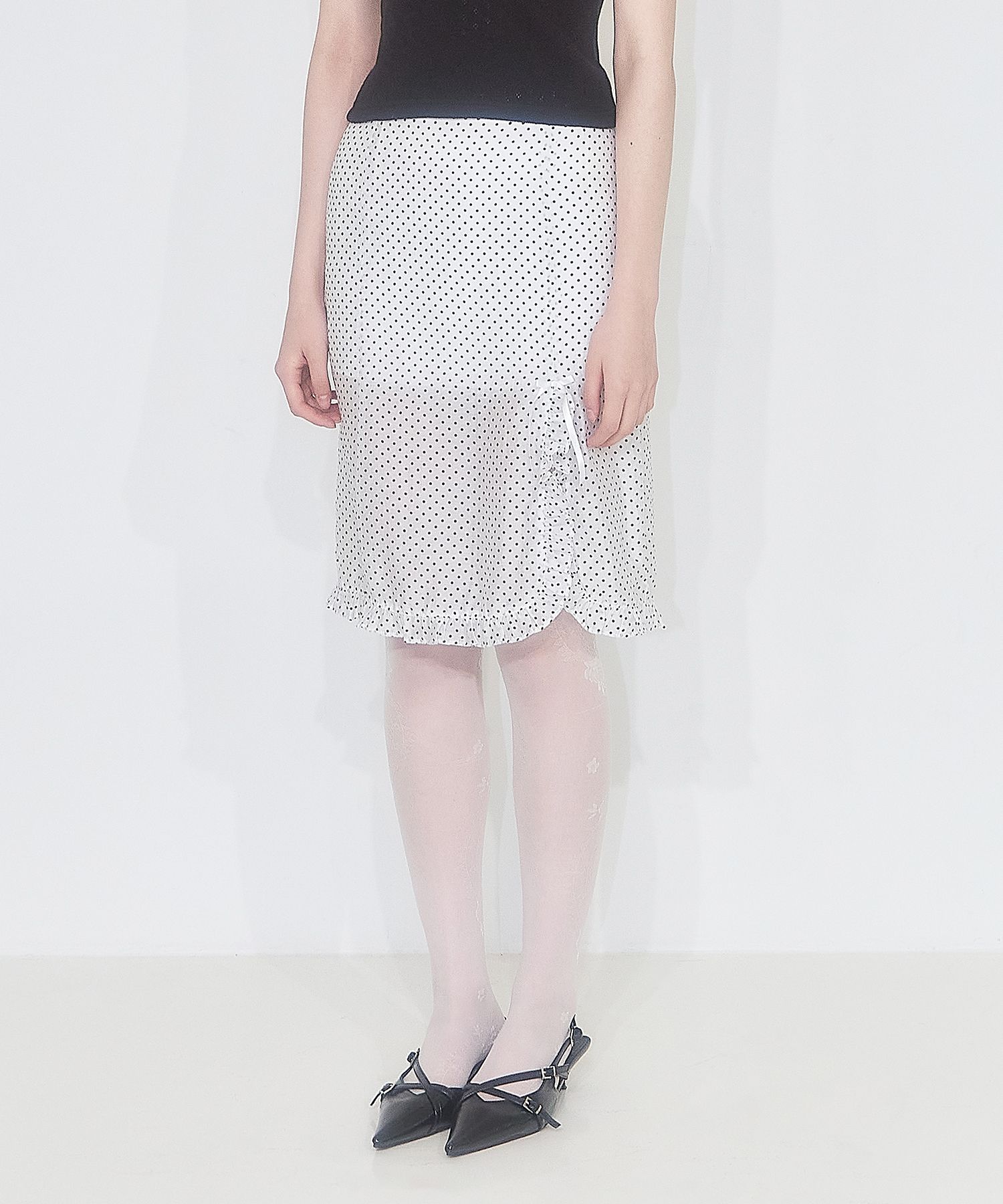 送料・関税込●ILLIGO● 25SS DOT SEE-THROUGH MIDI SKIRT MUSINSA | ILLIGO Dot see-through midi skirt white