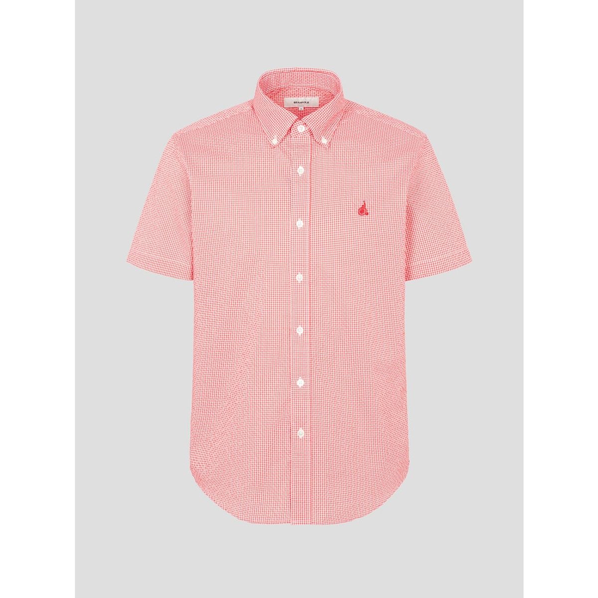 빈폴 멘(BEANPOLE MEN) 시어서커 깅엄 반소매 셔츠  레드 (BC5465C496)