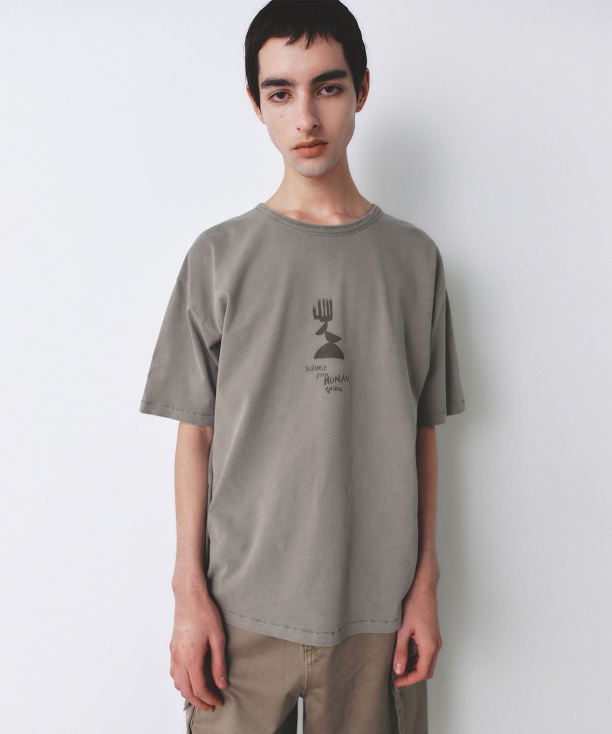 인사일런스(INSILENCE) 페이디드 그래픽 티셔츠 BEIGE