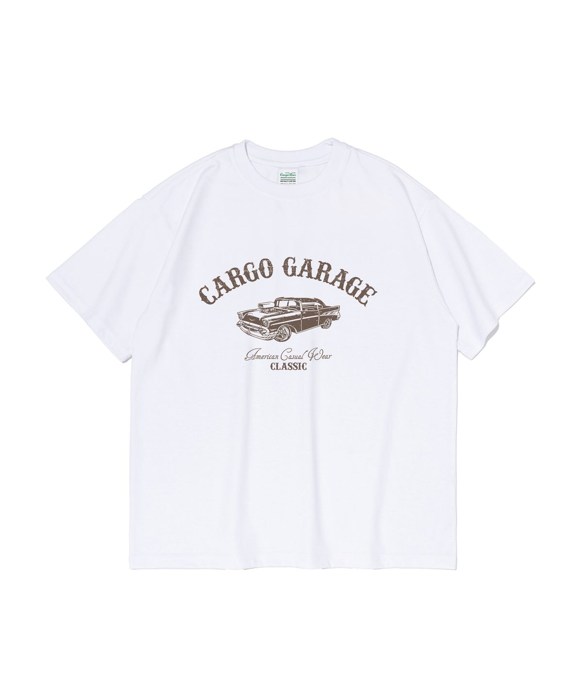 카고브로스(CARGOBROS) 올드카 프린팅 로고 오버 반팔티 (화이트)
