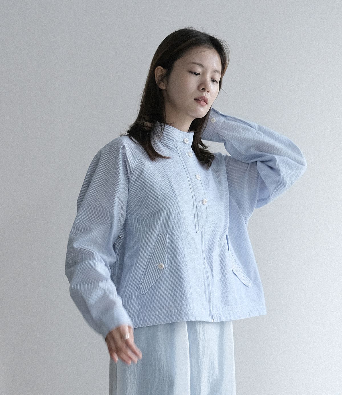 에메모가든(MMOGARDEN) (w) harington jacket / blue stripe