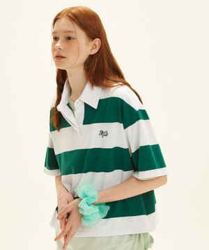 스트라이프 카라 반팔티 DARK GREEN (LP2TF275-046)