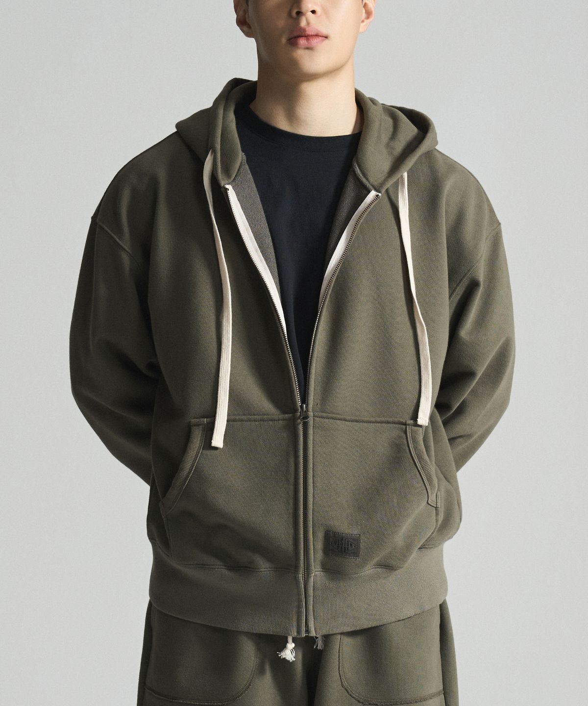 카키그라도(KHAKI GRADO) [Vision Park] 워시드 후드 집업 (Khaki)