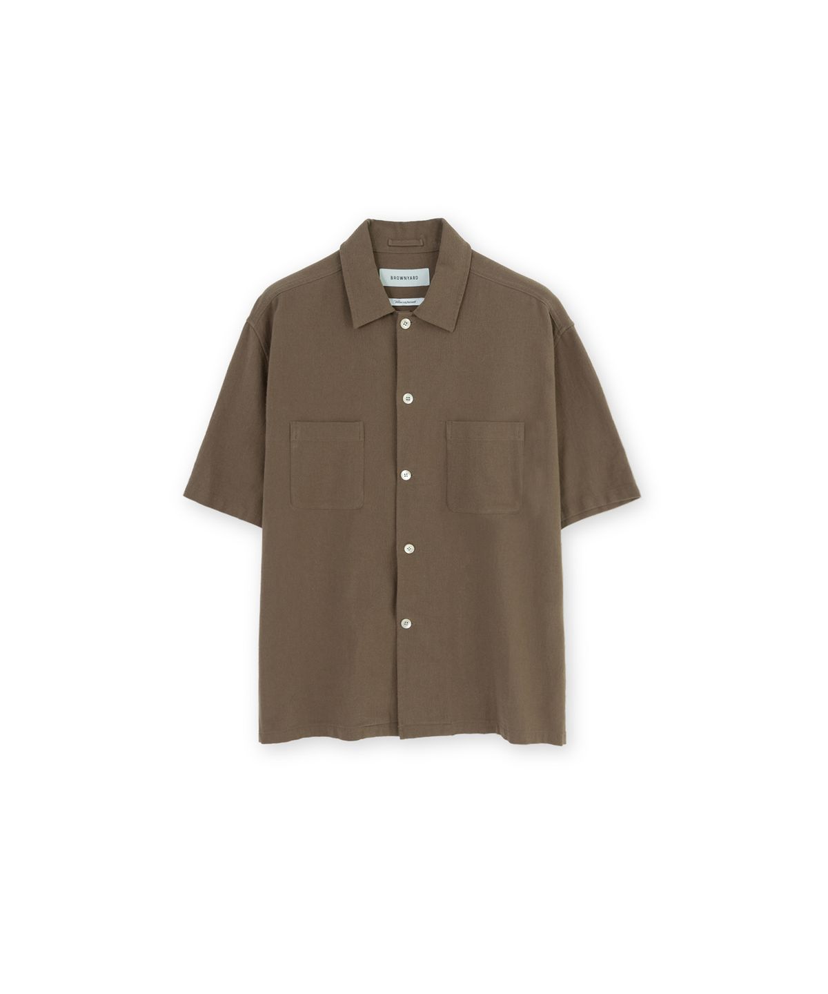브라운야드(BROWNYARD) 오픈 카라 하프 셔츠, 모카