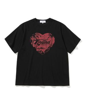 팜트리 하트 티셔츠 BLACK-RED