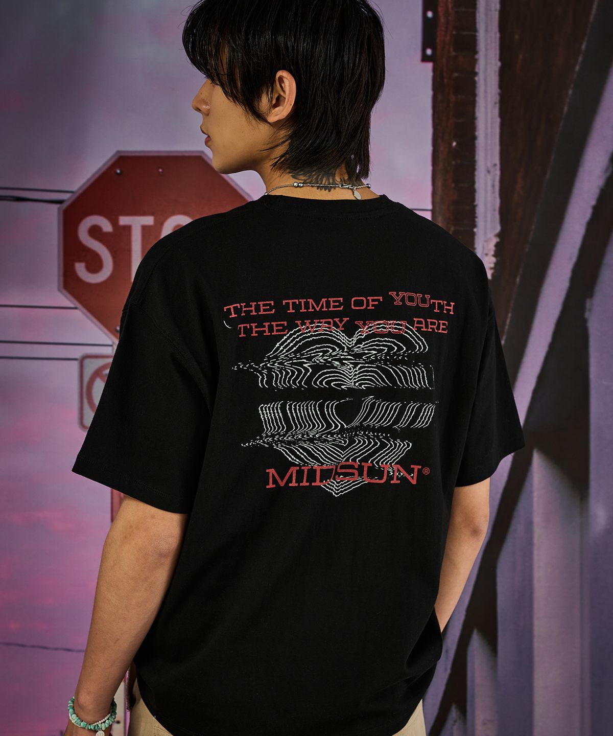 미드선(MIDSUN) Fragment Heart Tee-Black
