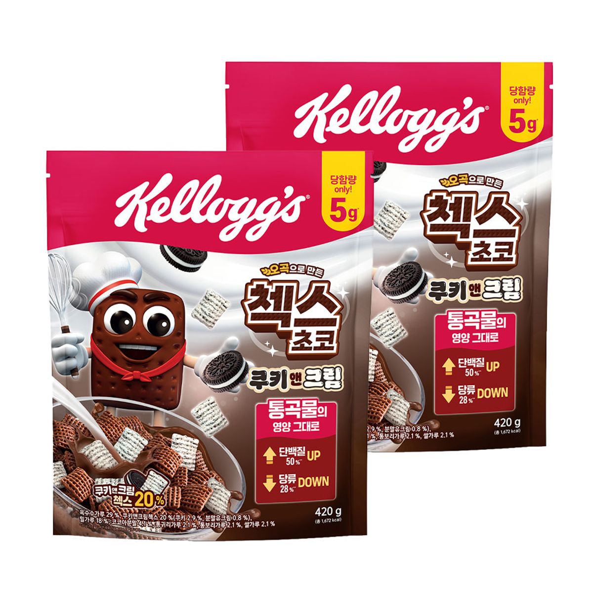 켈로그(KELLOGG) 오곡 첵스초코 쿠키앤크림 420g 2개