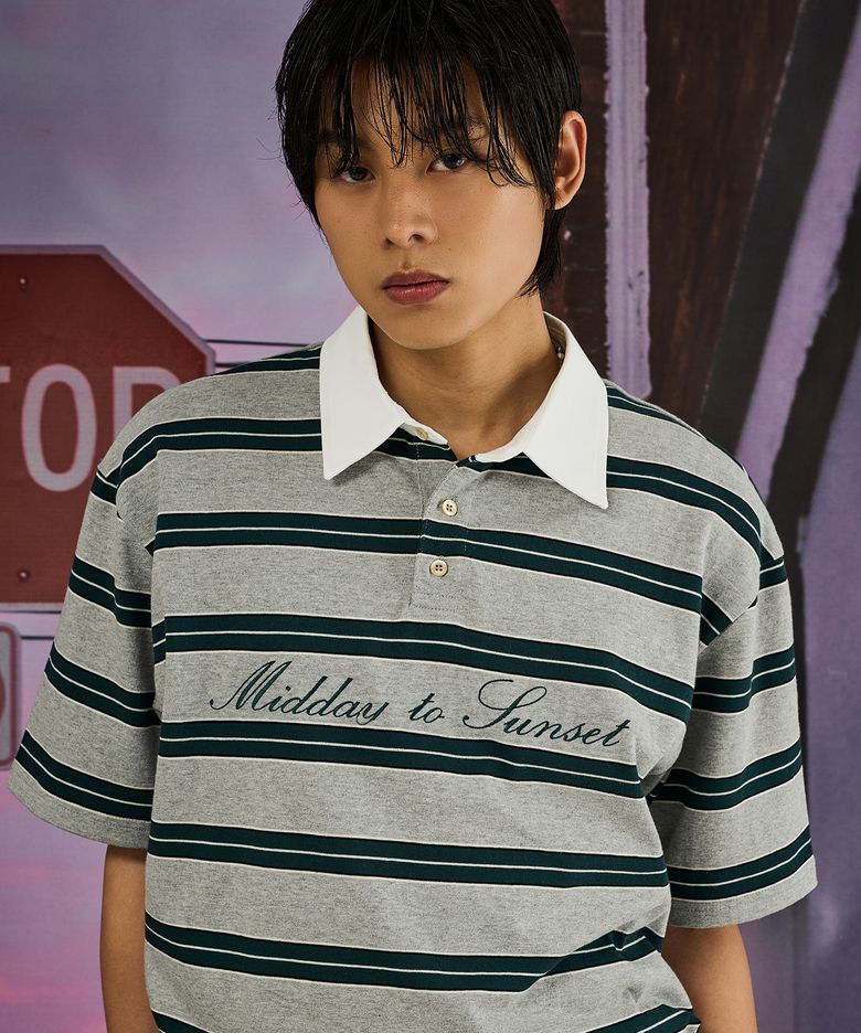 Halcyon Stripe Polo-Grey