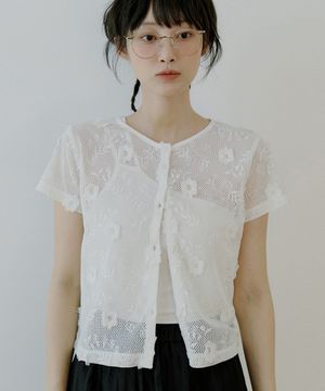 WOI FLORAL CARDIGAN IVORY