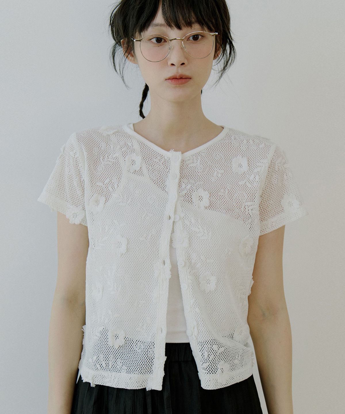 리올그(REORG) WOI FLORAL CARDIGAN IVORY