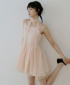 WOI TIE SET UP RIBBON FLARE MINI OPS CREAM PEACH