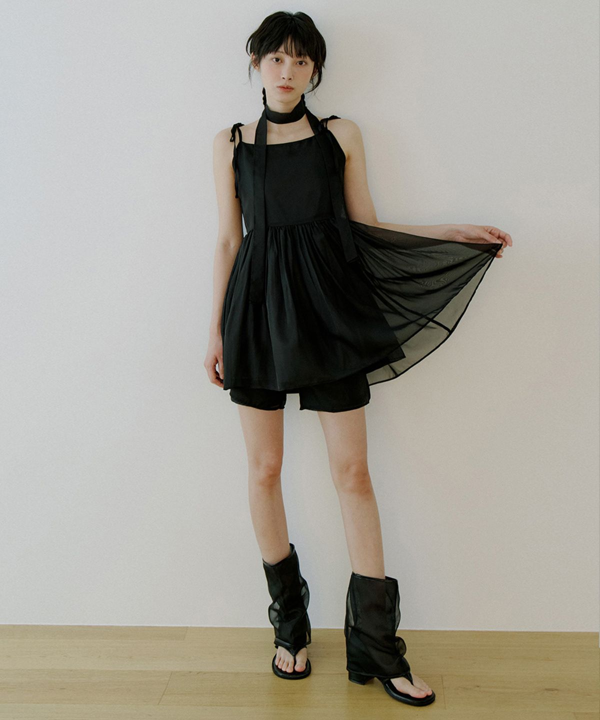 리올그(REORG) WOI TIE SET UP RIBBON FLARE MINI OPS BLACK