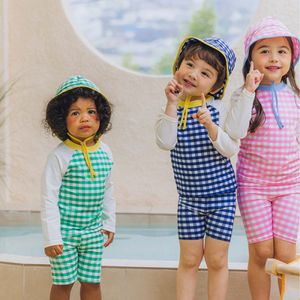 SET 체크상하 아동 래쉬가드 썬블럭 모자세트 802034