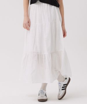 코튼 캉캉 롱 스커트 화이트