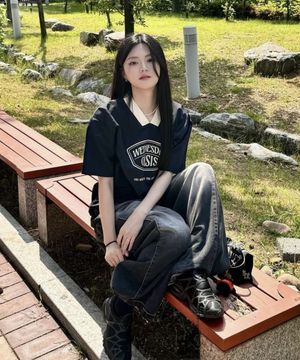 시그니처 나일론 레글런 티셔츠_Navy