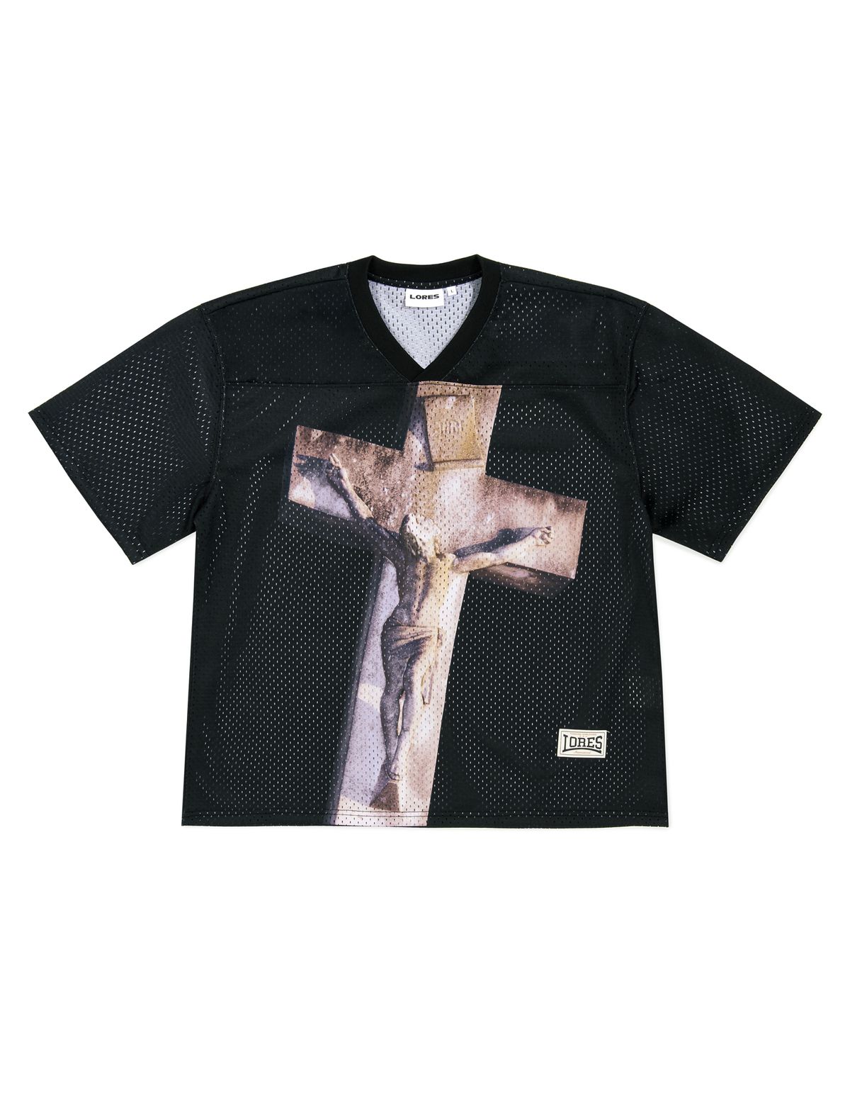 로어즈(LORES) Cross Mesh Football Jersey - Black